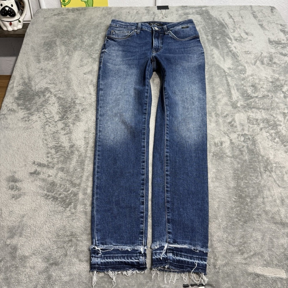 Mavi Tess High Rise Skinny Denim Jeans Size 25 Blue Raw Hem Stretch Ankle Length